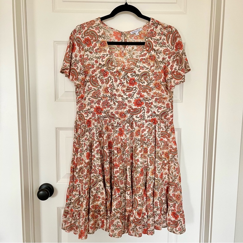 Patrons of Peace Paisley Mini Dress Boho Festival Western Babydoll Small